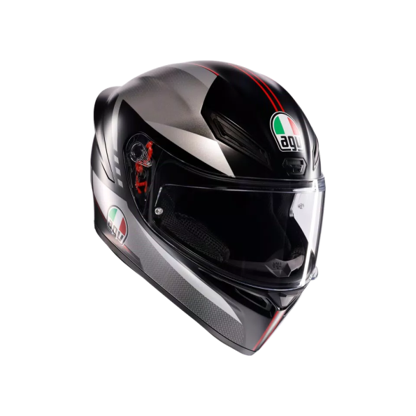 K1 S LAP MATT BLACK/GREY/RED - MOTORBIKE FULL FACE HELMET DOT (E2206)