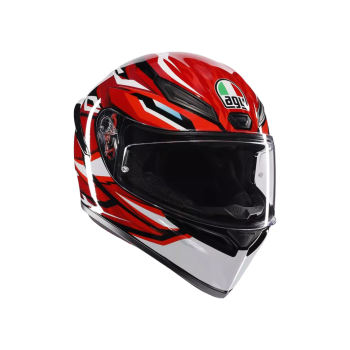K1 S LION BLACK/RED/WHITE - MOTORBIKE FULL FACE HELMET DOT (E2206)