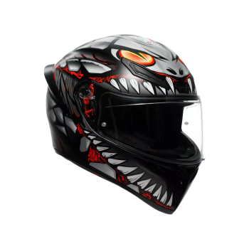 K1 S LYZARD MATT BLACK/GREY/RED - MOTORBIKE FULL FACE HELMET DOT (E2206)